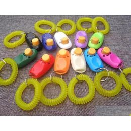 Dog Training & Obedience Button Clicker Pet Sound Trainer With Wrist Band Click Tool Aid Guide Pets Dogs Supplies 11 Colours 100Pcs Dro Dhast