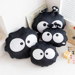 Pillow Creative Cute Large Eyed Black Coal Ball Plush Stuffed Soft Toy Home Decor Indoor Seat