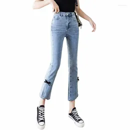 Women's Jeans Pencil Women Denim Sexy Bow High Waist Fashion Blue Ankle-Length Trousers Stretch Elasticity Skinny Pant