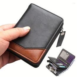 Wallets Vintage Men's Wallet Business Card Coin Purse PU Leather Change Pocket Holder Portable Zipper Clutch Cards Short Lar