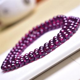 Link Bracelets 4.7MM Natural Garnet Circle Bracelet Women Fashion Healing Crystal Round Beads Lovers Strand Jewelry Gift 1PCS