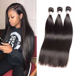 Peruvian Silky Straight Human Hair Extensions 3 Bundles 8-28inch Virgin Hair Wefts Straight 3 Pieces/lot Natural Black Ajsjt