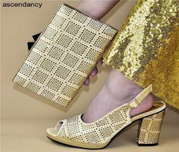 New Fashion African Wedding Italian Shoe and Bag Sets Decorate Italian Shoes with Matching Bags Strap Elegant Party19951599