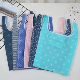 Shopping Bags Solid Colour Foldable Bag Eco Reusable Tote Oxford Fabric Casual Large-capacity Home Storage Handbags