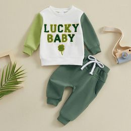 Clothing Sets 2024-12-04 Lioraitiin 0-3Y Toddler Baby Boy Girls St Patrick S Day Clothes Long Sleeve Letter Embroidery Sweatshirt Green