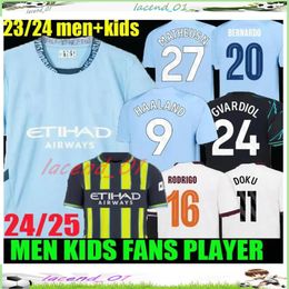 23 24 HAALAND SOCCER JERSEYS DOKU RODRIGO GREALISH MANS CITIES DE BRUYNE FODEN 2024 football shirts men kids kit champions final fans player version uniform