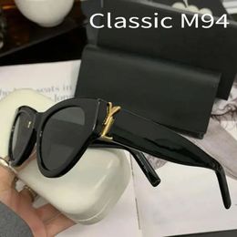 Women's cat-eye sunglasses French luxury M94 same style sunglasses metal logo small frame summer black glasses with box