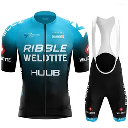 Racing Sets HUUB Team Cycling Jersey Set 2024 Man's Summer MTB Race Clothing Short Sleeves Suit Outdoor Riding Bike Uniform