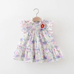 Girl Dresses (0-3 Years Old) Summer Baby With A Red Flower Sequin Princess Dress Flying Sleeves Birthday Party