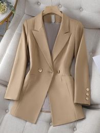 Women's Suits White Apricot Black Women Formal Blazer Ladies Long Sleeve Single Breasted Jacket Coat Autumn Female Windbreakers Outerwear