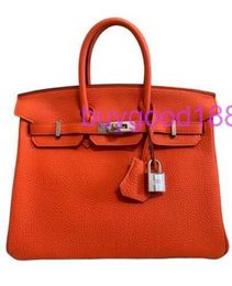 10A Biridkkin Designer Delicate Luxury Women's Social Travel Durable and Good Looking Handbag Shoulder Bag 25 Orange Togo Handbag Bag Hardware