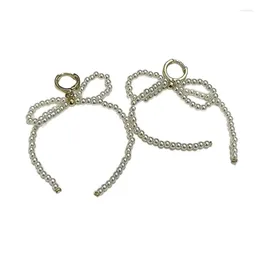 Hoop Earrings Korean Tassels Bowknot Handmade Pearls Beads Long Earring For Women Wedding Jewelry Temperament Dangle Ear Rings Y1UA