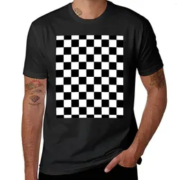 Men's Polos Checkered - White And Black T-Shirt Blouse Tops Kawaii Clothes Men Graphic T Shirts
