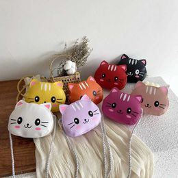 Handbags Fashion Princess Childrens Mini Handbags Baby Girls PU Leather Small Shoulder Crossbody Bags Cute Cat Kids Coin Purse Wallet Y240523