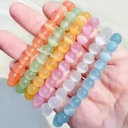 Jewelry Bangle Fashionable Pink Crystal Quartz Natural Stone Bracelet Elastic Spirit Therapy Energy Chain Bracelet Jewelry Beads Lover Gift WX5.21