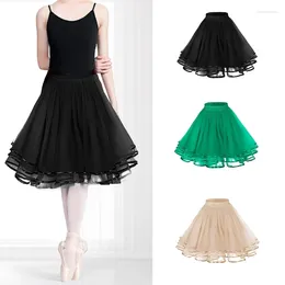 Skirts Women Elegant 3 Layer Satins Tulle Pleated Ruffle Skirt A Line Swing 1950s Party Petticoat Underskirt