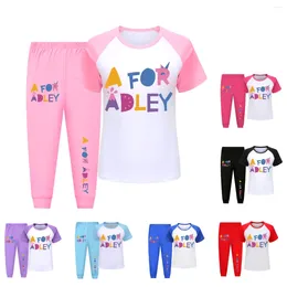 Clothing Sets Anime A FOR ADLEY Clothes Kids Summer T-shirts Pants 2pcs Set Junior Boys Short Sleeve Pyjamas Toddler Girls Cartoon Sleepwear