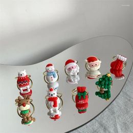 Cluster Rings Christmas Cute Cartoon Resin Ring Santa Claus Elk Snowman For Women Party Gifts