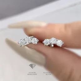 Stud Earrings DiamondWorld Shiny 3mm Moissanite Diamond For Women Real 925 Sterling Silver 18K Plated White Gold Wedding Jewellery