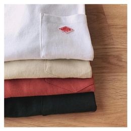 Women's T Shirts Pure Cotton Short Sleeve T-shirt Loose Simple Basic Round Neck Top Pocket Tees White-Apricot Black Solid Color Style