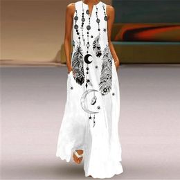 Summer Long Dresses Feathers Elegant Robe Party Sleeveless Casual Vintage y2k Vestidos Para Mujer S5XL 240520