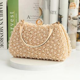 Evening Bags 2024 Fashion Pearl Purse Beaded Banquet Party For Women Crystal Clutches Wedding Bridal