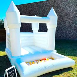 wholesale White Wedding Inflatable Bounce House With Ball Pool Kids Mini Bouncy Castle Birthday Party Moonwalk Air Jumpers For Sale