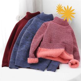 Kids Thickened Baby Solid Bottoming Shirt Boys Girls High Neck Sweater Children Winter Warm Top Clothes 3-10 Years Old L2405 L2405