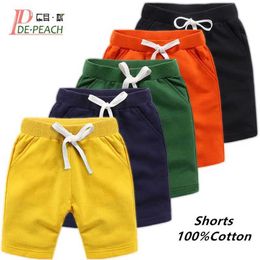 Shorts Shorts DE PEACH Unisex Summer Cotton Baby Shorts Youth Boys and Girls Solid Casual Shorts 1-12 Years Childrens Clothing WX5.22