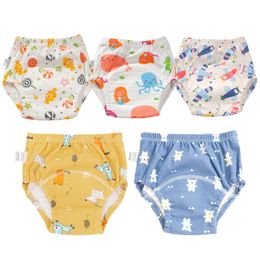 3PCS Waterproof Reusable Cotton Training Pants Infant Cartoon Shorts Underwear Baby Cloth Diaper Nappies Panties Nappy Changing