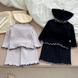 Clothing Sets Infant Kids Girls Long Sleeve Cute Lace Stripe T-shirt Pants Spring Baby Children's Clothes Suit