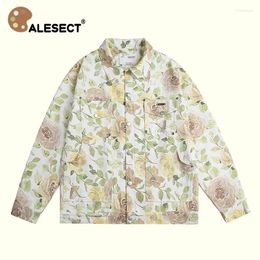 Women's Jackets CALESECT 2024 Floral Print Oversize Vintage Jacket Women Flower Pattern Varsity Coat Spring Harajuku Streetwear Men Unisex