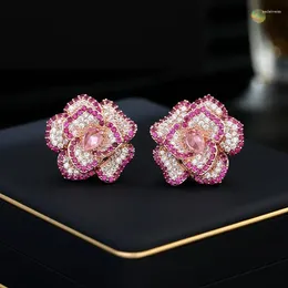 Stud Earrings XUYE Sweet Beautiful Rose Flower For Women Romantic Wedding Party Ear Studs 925 Silver Needle Brand Jewelry