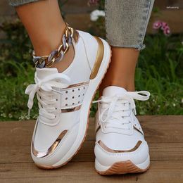 Casual Shoes White Pu Leather Platform Sneakers For Women Spring Autumn Thick Sole Sports Woman Plus Size Non Slip Walking Ladies