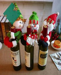 New XMAS Red Wine Bottles Cover Bags bottle holder Party Decors Hug Santa Claus Snowman Dinner Table Decoration Home Christmas Who5899151
