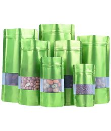 9 Size Green Stand up aluminium foil bag with clear window plastic pouch zipper reclosable Food Storage Packaging Bag LX26934004747
