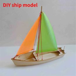 Model Set Simulated sailboat wooden boat model DIY frozen sailboat model assembly toy childrens toy manual class S2452399