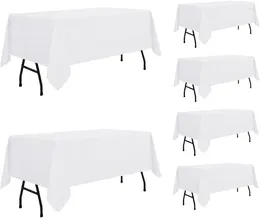 Table Cloth Sancua 6 Pack White Tablecloth 60 X 84 Inch Rectangle For 4ft - Stain And Wrinkle Resistant Washable