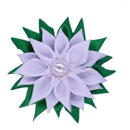 Brooches Personalised Customised Design Green White Satin Ribbon Corsage Centre Pearl Flower Pin Sorority Brooch