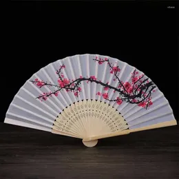 Decorative Figurines Fancy Chinese Silk Bamboo Hand Held Folding Cherry Blossom Wedding Party Fan Traditional Dance Fans Home Wall Decor