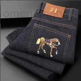Jeans designer maschile jeans elastico elastico di alta gamma per abbigliamento formale casual e versatile, pantaloni ricamati a cavallo primaverile 41NV