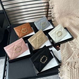 Top Quality Designer Credit ID Card Holder Sheepskin Leather Wallet Money Bags Plaid Cardholder Case For Men Women Fashion Mini Cards Bag Coin Purse NO Box