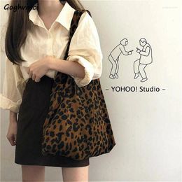 Shopping Bags Corduroy Leopard Fashion Street Large Capacity Women Travel Tote-bag Leisure Vintage Ins Portable Folding Chic