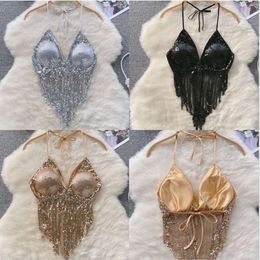 Luxury Designer Shiny Rhinestone Bra Underwear Sexy Glitter Crystal Swimsuit Bikini Bra Sparkly Swimwear Beach Club Wear Bathing Suit FZ2405232