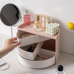 Storage Boxes Desktop Bedroom Rotating Box Ins Style Semi-circular Dressing Beauty Lipstick Jewelry Cosmetics Dustproof