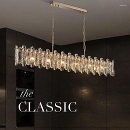 Chandeliers Modern Led Long Chandelier For Dining Room Luxury Rectangle Kitchen Lamp Gold Creative Design Shiny Cristal Hanging Lighting