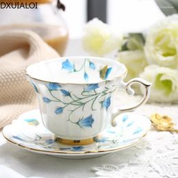 Mugs European Style Rural Small Luxury Bone China Coffee Cup Ceramic English Afternoon Tea Nordic Flower 220ML