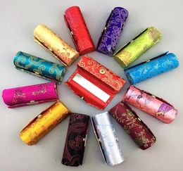 Chinese Brocade Embroidery Lipstick Case with Mirror Mini Cosmetic Lipsticks Box Small Gifted Holder for 1 Piece7118147