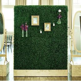 Decorative Flowers 1Pc 25X25cm Artificial Milan Lawn Eucalyptus Green Plant Background Wall Simulation Plastic Carpet Home Wedding Decor