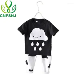 Clothing Sets CNFSNJ Baby Girl Boy Clothes 2024 Summer Born Baby's T Shirts Pants Clouds Rain